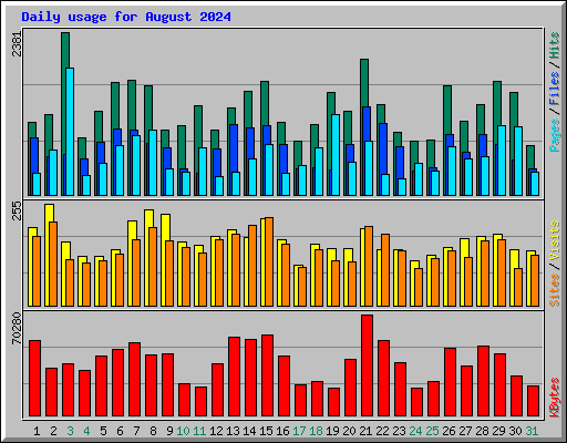 Daily usage for August 2024