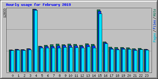 Hourly usage for February 2019