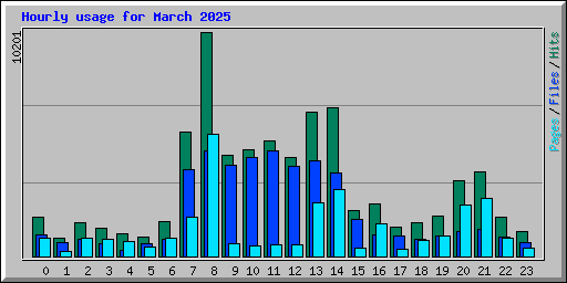 Hourly usage for March 2025